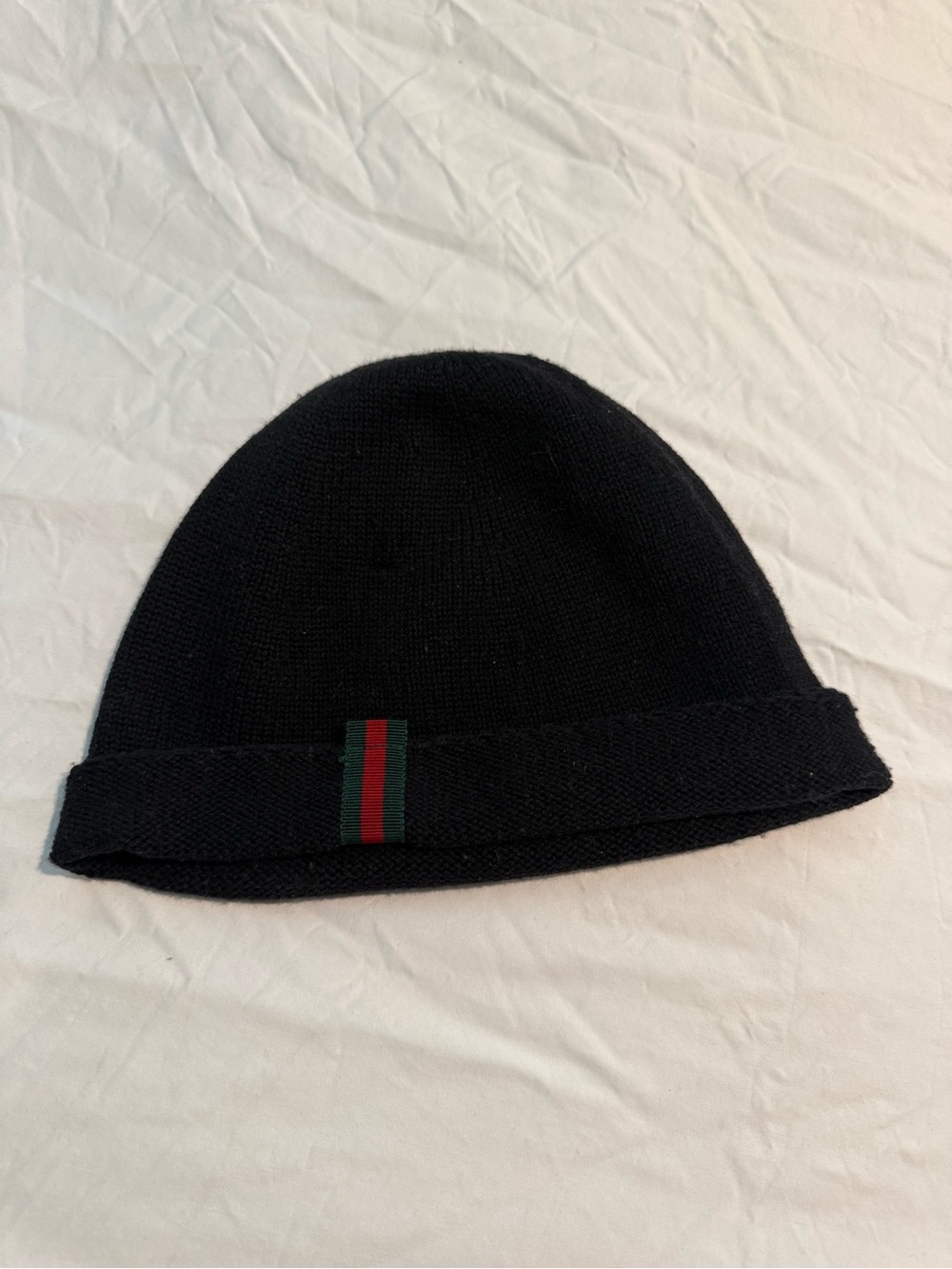 Gucci Black Men's Knit Beanie with Green-Red Stripe - Picture 8 of 8